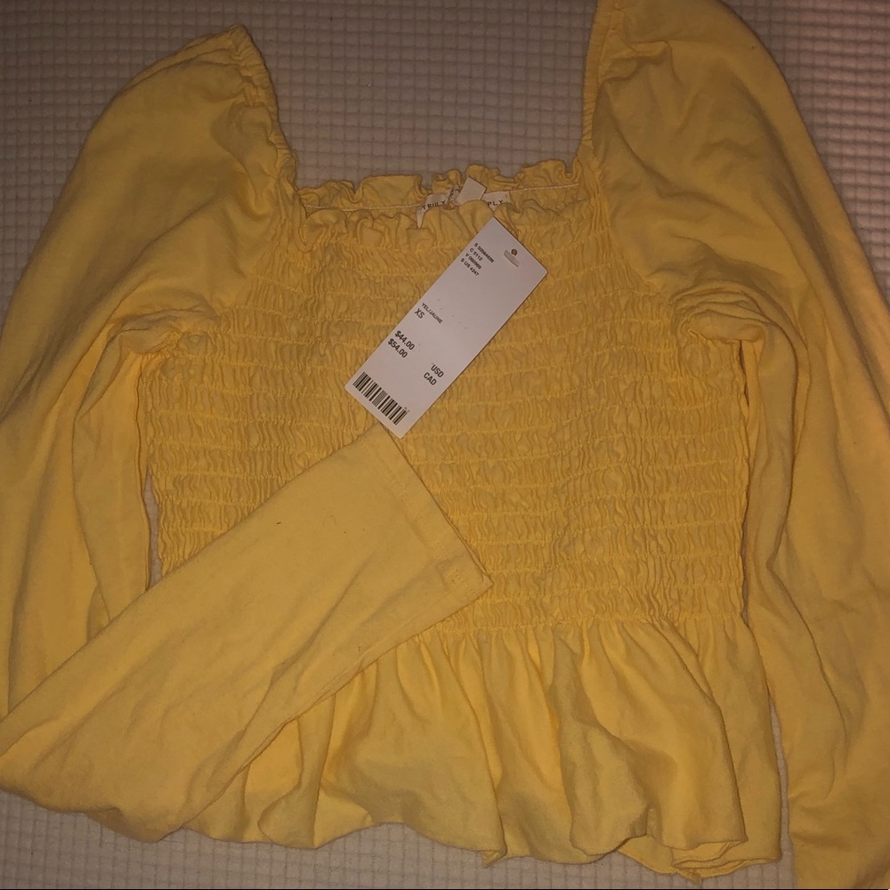 Yellow ruched long sleeve top - Picture 2 of 3